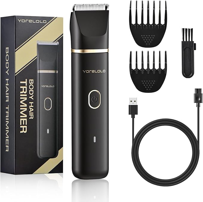 Manscape Body Hair Trimmer for Men, Waterproof Pubic Hair Trimmer with Ceramic Blade, Ball Razors with USB Fast Charging, 90 Minutes Shaving, Ideal Valentine or Birthday Gift