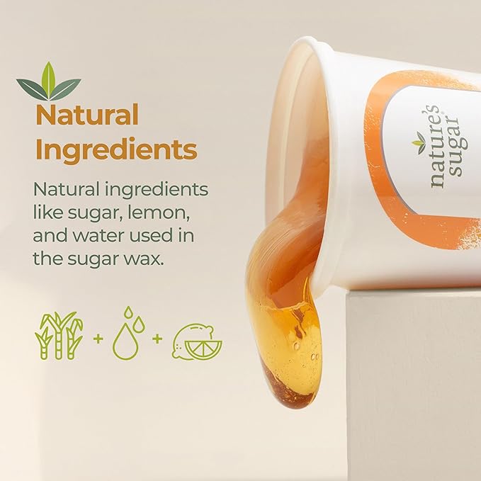 Nature’s Sugar Firm Sugar Wax Hair Removal Paste for Coarse Hair - Brows, Underarms & Bikini – Smooth Stripless for Body, Face & All Skin Types – Gentle on Sensitive Skin & Long-Lasting – 32 oz