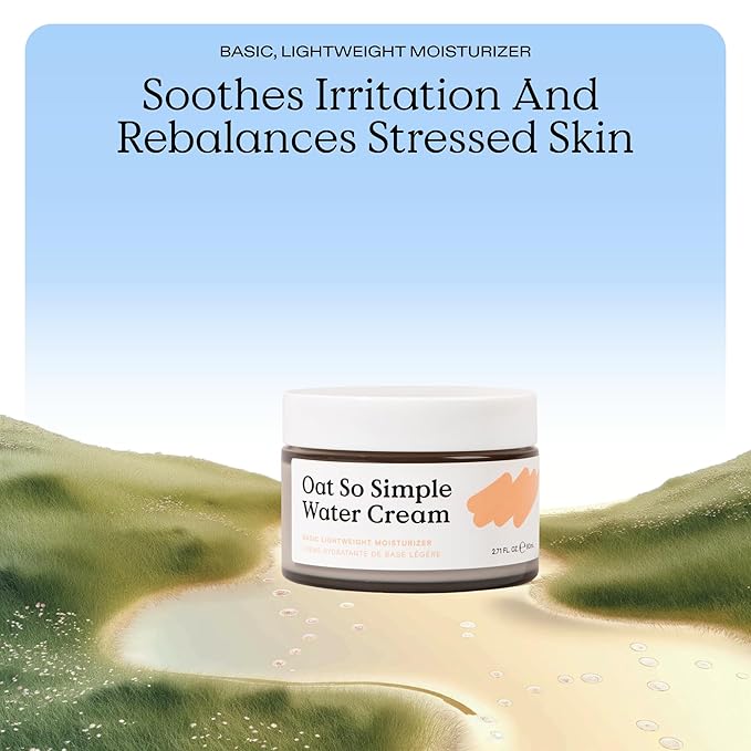 KraveBeauty Oat So Simple Water Cream Moisturizer, Calming, Lightweight Hydrating Gel Face Cream for Sensitive Skin with Oat Extract & Squalane, Fragrance Free, 80 mL