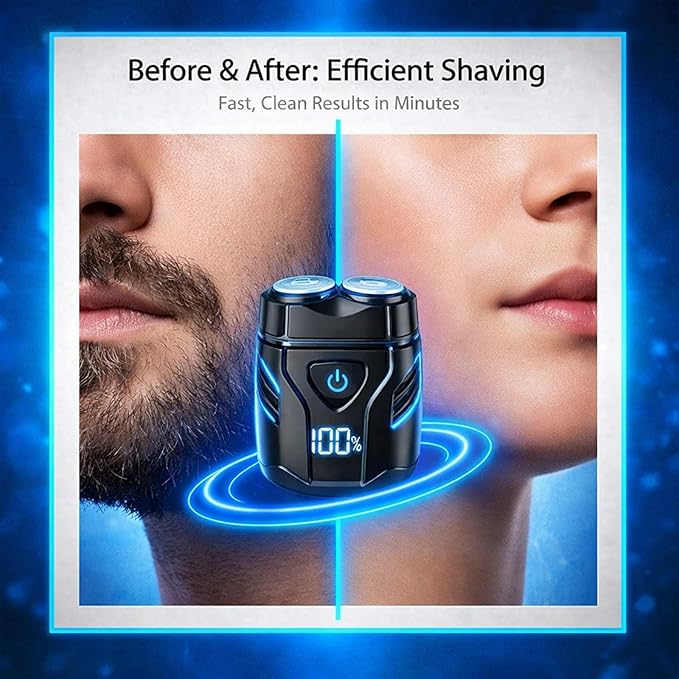 Mini Electric Dual-Head Shaver for Men – Rechargeable Portable Razor for Face, Compact & IPX7 Waterproof for Travel, Gift for Husband Boyfriend
