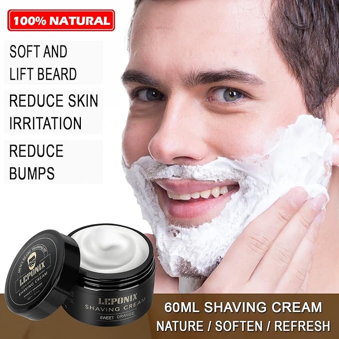 Straight Razor Shaving Kit for Men - 2 Packs Shaving Soap, Straight Edge Razor, Shaving Cream, Brush & Bowl - Unique Gifts Set for Men, Him, Dad - Stocking Stuffers,Father’s Day (Sweat Orange）