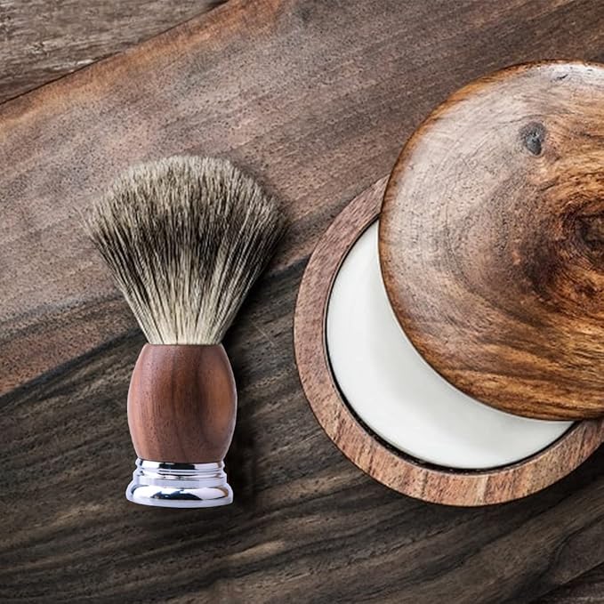 Grandslam Luxury Badger Shaving Brush Handmade Pure Badger Hair Brush with Wood Handle Heavy Alloy Base + Badger Bristle