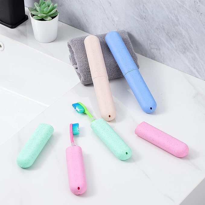 Muslih 4 Pack Toothbrush Travel Case, Travel Toothbrush Holder with Ventilation Holes, for Travel, Home, Business, School, Camping