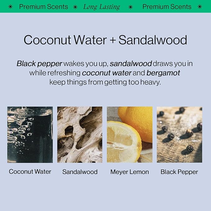 OffCourt Sulfate-Free Body Wash for Men & Women - Non-Drying Exfoliator with Glycolic & Lactic Acids Leaves Skin Fresh & Smooth with Coconut Water and Sandalwood Scent, 14 Fl. Oz (Pack of 1)