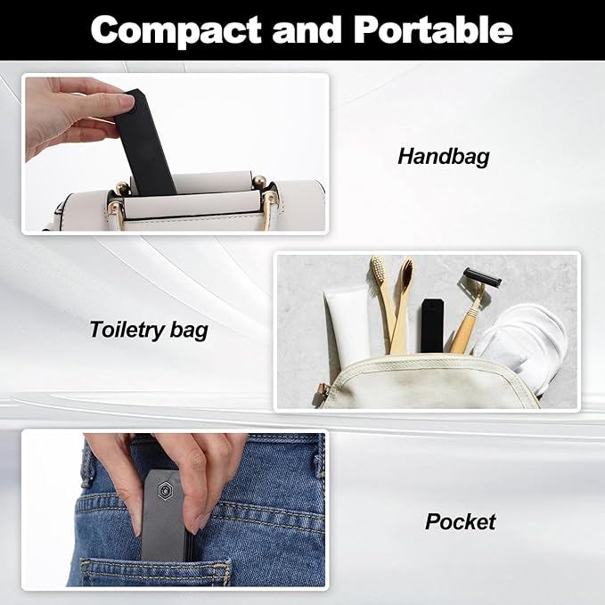 Protable Pocket Comb for Men, 3 In 1 Folding Comb, Fine Tooth and Wide Tooth Small Combs for Everyday Grooming, Combing Hair, Beards and Mustaches (Black, Plastic)