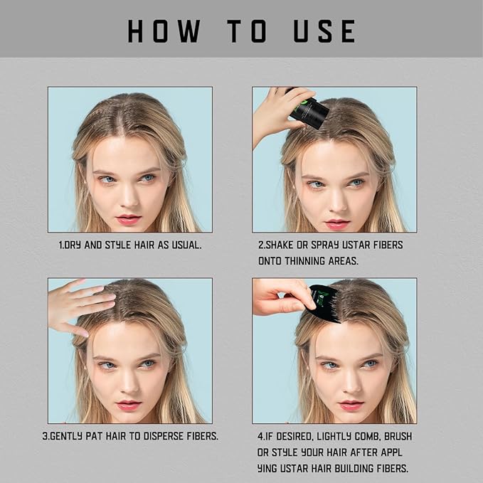 Ustar Hair Building Fibers for Thinning Hair 12g Conceals Hair Loss Instantly Thicker Fuller Natural Look 9 Shades for Women & Men (Light Brown)