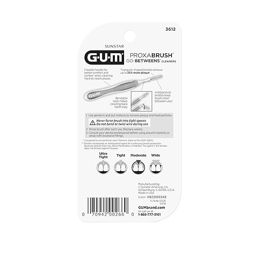 GUM Proxabrush Go-Betweens - Moderate - Interdental Brushes - Soft Bristled Dental Picks for Plaque Removal Health - Safe for Braces & Dental Devices, 15 Count