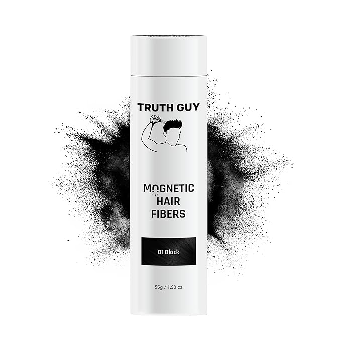 Truth Guy Magnetic Hair Building Fibers for Thinning Hair - Adds Volume & Thickness with Static Electricity Technology - Easy Application for Men & Women, Quick Results, Mess-Free. 2 oz. Medium Brown