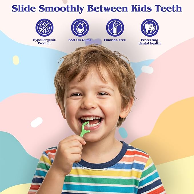 120 Count Kids Flossers,Fun Floss Sticks Fluoride & PFA Free Toothpick Flossing Sticks,4 Cute Animal-Shaped Dental Floss Picks for Kids,Non Toxic Floss with Anti-Slip Handle