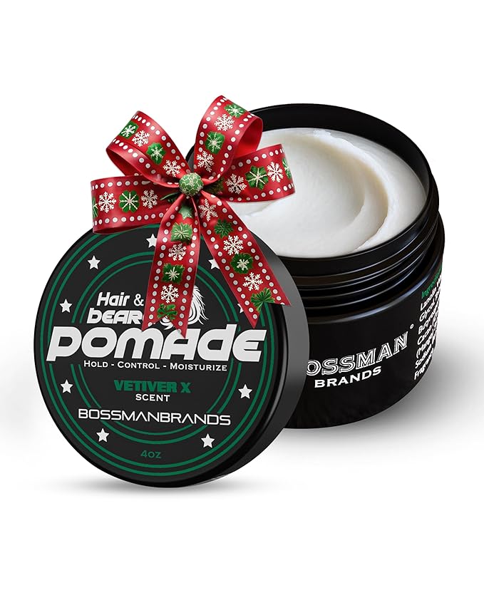 Bossman Natural Hair & Beard Pomade for Men (Vetiver X Scent) – Medium Hold & Moisturizing for Hair, Beard & Mustache Styling – Made in USA