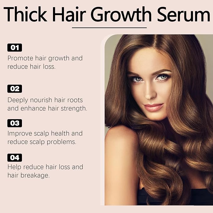 30ml Hair Growth Serum for Thinning Hair – Thickening Scalp Treatment with Rosemary & Castor Oil to Reduce Hair Loss, Nourish Roots & Promote Fuller, Healthier-Looking Hair