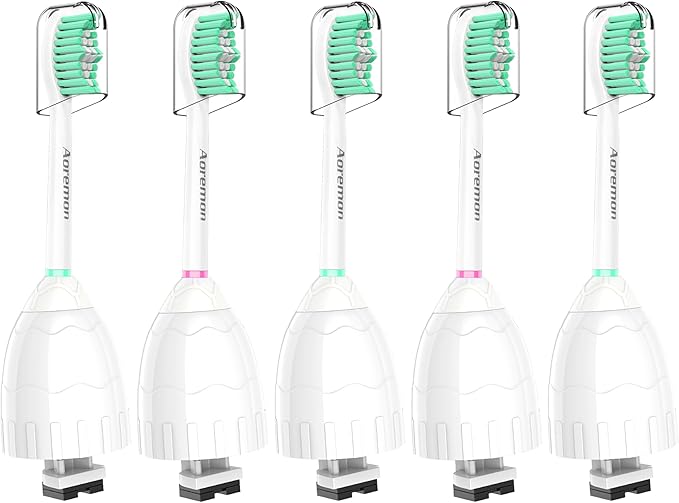 Aoremon Replacement Heads Compatible with Sonicare E-Series, Toothbrush Heads Come with Caps Fit for Sonicare Essence Xtreme Elite Advance and CleanCare Screw-on Toothbrush Handles, 5 Pack