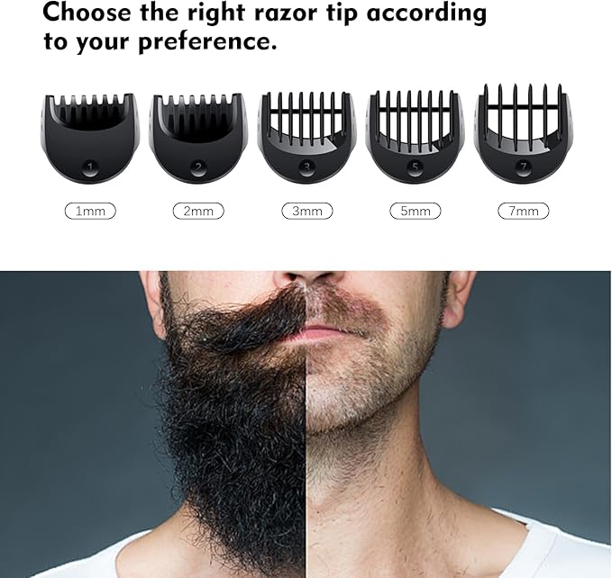 Beard Trimmer Attachment Fit for Br-aun Series 5, 6 and 7 Electric Razors 1/2/3/5/7mm, Replacement Shaver Guide Combs for 5018s, 5020s, 6075cc, 7071cc, 7075cc, 7085cc, 7020s, 5050cs, 6020s, 6072cc