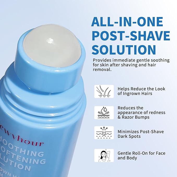 dewyhour Ingrown Hair & After Shave Soothing Serum–Soothes Razor Irritation, Targets Dark Spots,Helps With Razor Bumps for Face,Underarms,Neck & Bikini Area,Korean Skincare Roll-On for Men & Women