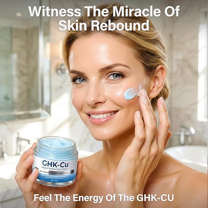 GHK-Cu Copper Peptide Cream, 2400mg Potency GHK Cu Formula, 4% Bioactive Peptides for Face & Neck, Facial Moisturizer for Firmness & Elasticity, Hydrating Lotion for Men Women, 60g
