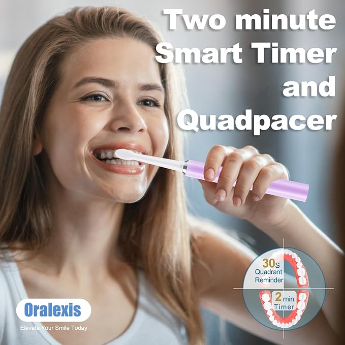 Electric Toothbrush for Adults and Kids, with 8 Brush Heads and Tongue Scraper, 2 Minute Smart Timer, One Fast Charge Last 120 Days, 40000 VPM Deep Clean, Sonic Travel Toothbrush - Purple