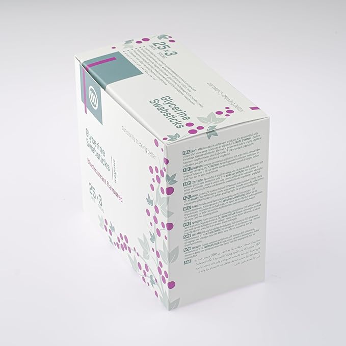OPTIMUM MEDICAL Glycerin Swabsticks (x75) – Blackcurrant Flavour Pleasant Tasting Sugar Free Swab Sticks for Dry Mouth Relief (Blackcurrant)