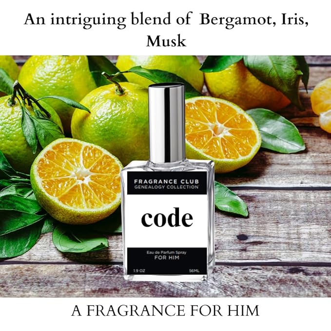 FRAGRANCE CLUB Code Eau de Parfum for Men – Warm Spicy Amber Cologne – Long Lasting Designer Style Scent – Luxury Inspired Fragrance – Evening & Date Night Fragrance – 1.9 Fl Oz