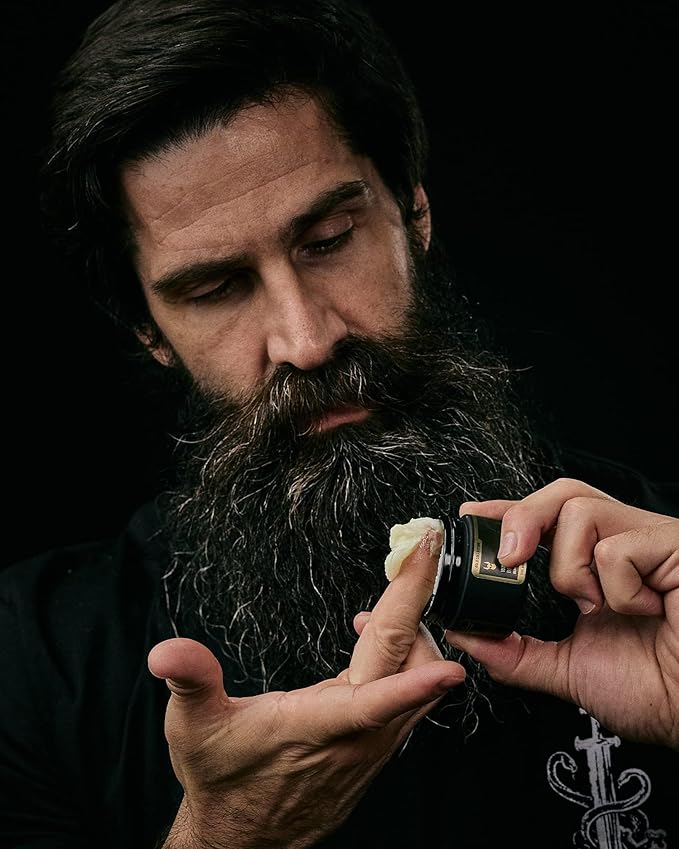 Gentlemen's Beard & Mustache Wax for Men by Beard Struggle - Viking Beard Wax Helps to Tame Style & Groom - Silver Collection, Viking Storm - Moustache Wax, 50g / 1.76 US. oz.
