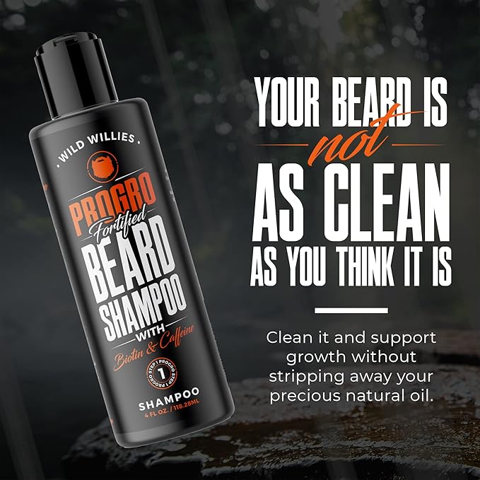 Wild Willies Beard Shampoo with Biotin & Caffeine - Nourishes & Strengthens - Moisturizing Anti-Dandruff Face Wash for Men of All Beard Types