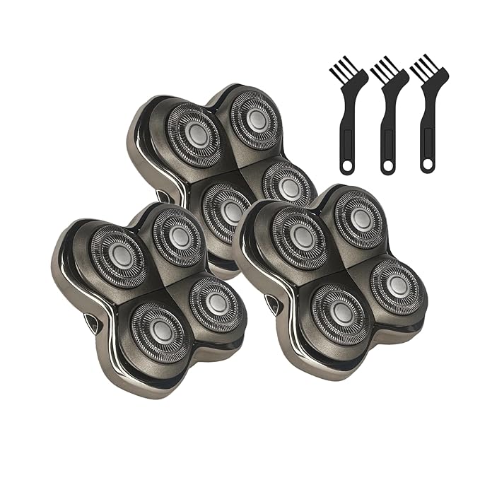 Ruixin Pro 4Head Replacement Blade fit for SKull PitBulls Gold PRO, Silver PRO, Platinum PRO, Butterfly Kiss PRO Head Shavers, German Stainless Blades, Floating 4 Heads for a Fast(3Pack)