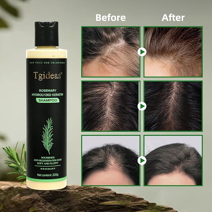 Tgideas Rosemary Biotin Shampoo - Volumizing, Sulfate-Free, for Thinning, Dry, Damaged Hair, Vegan, Color-Safe, 7.4 fl oz