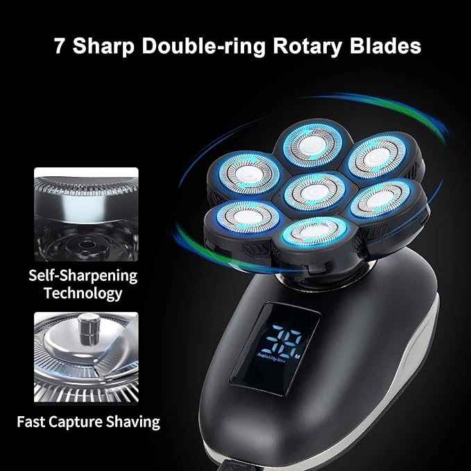Head Shaver Replacement Heads,Head Shaver Replacement Blades, Head Shavers for Bald Men,Head shavers for Men, Stainless Steel Rotary Blades for Electric Head Razor (Black)