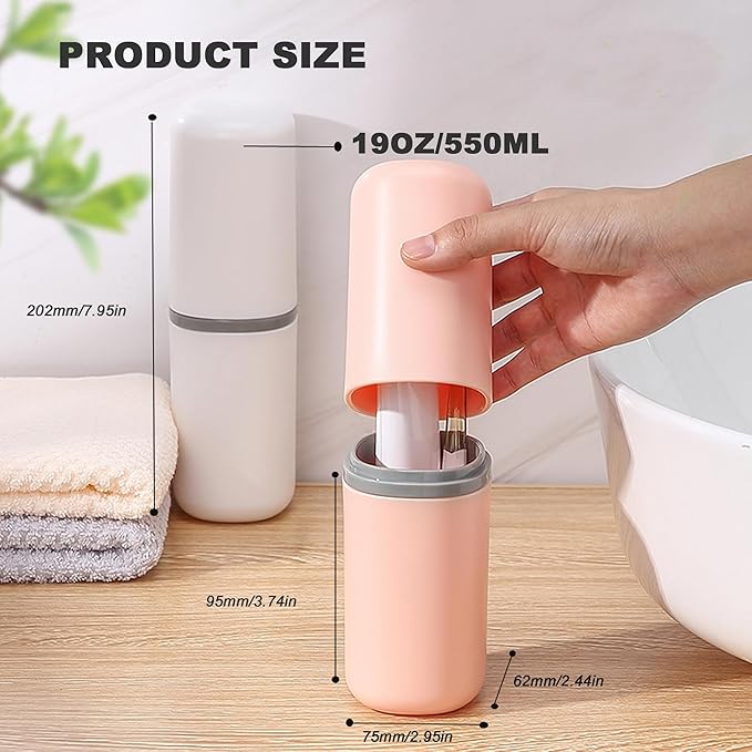 2PCS Toothbrush Travel Case,Multi-Function Portable Toothbrush Cover,Dustproof Toothbrush Holder,Suitable for Business Camping Travel or Daily Use(Pink+Blue)
