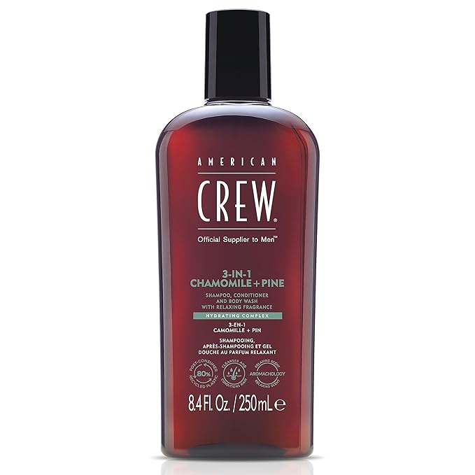 AMERICAN CREW 3-in-1 Chamomile & Pine, Shampoo, Conditioner & Body Wash for Men, All-in-One Care with Calming and Relaxing Fragrance, 8.4 fl oz