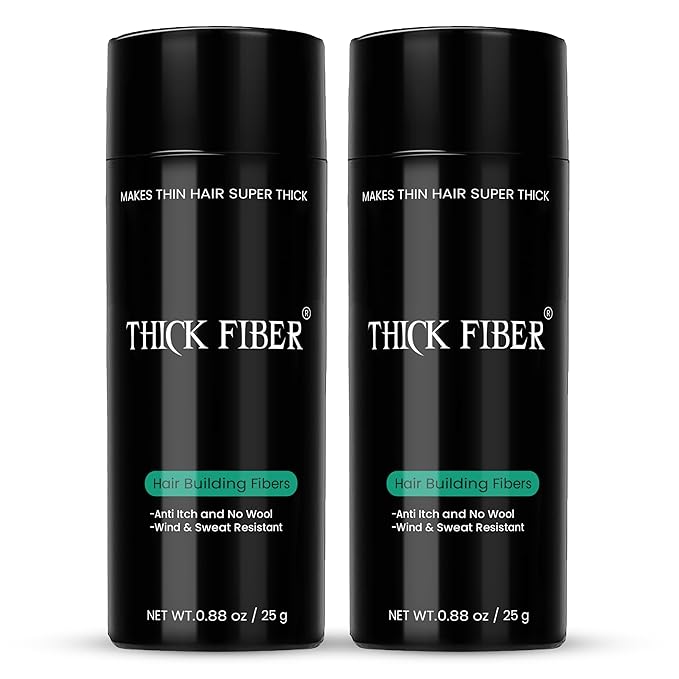 THICK FIBER Hair Fibers for Thinning Hair & Bald spots (DARK BROWN, Pack of 2) - 25g Bottle - Conceals Hair Loss in Seconds - Hair Powder For Women & Men
