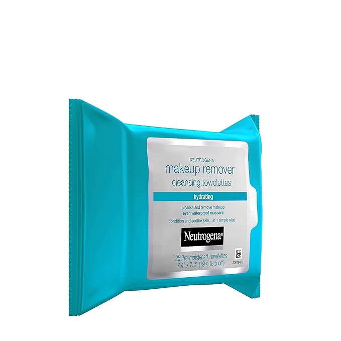 Neutrogena Hydrating Makeup Remover Face Wipes, Pre-Moistening Facial Cleansing Towelettes to Condition Skin & Remove Dirt, Oil, Makeup & Waterproof Mascara, Alcohol-Free, Value Pack 25 ct