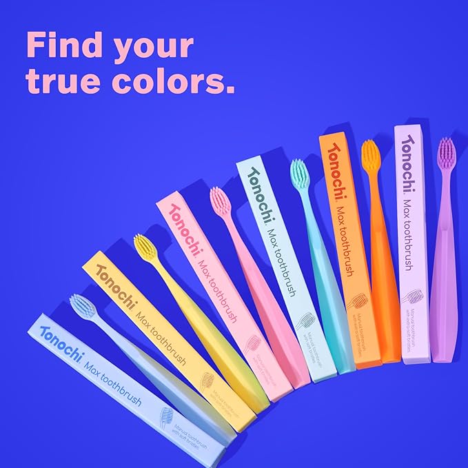 Max Extra-Soft Toothbrush for Adults Sensitive Gums – Gentle Bristles, Wide Angled Head for Back Teeth, Ergonomic Non-Slip Grip, BPA-Free Handle, Individually Wrapped, 6-Pack (Rainbow Mix)