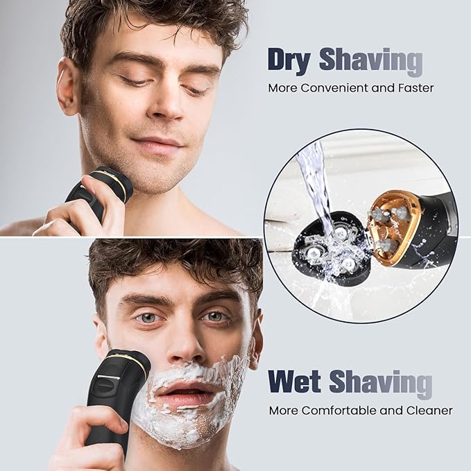 Electric Razor for Men, Rechargeable Electric Shavers for Men Face,LED Display,Wet/Dry Waterproof Men's Electric shavers, Cordless Razor with Pop Up Trimmer