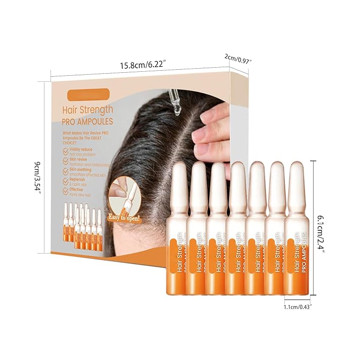 2ml Hair Growth Serum for Thinning Hair & Hair Loss - 7 Count Hair Strength Pro Ampoules with Biotin, Jojoba Oil, Rosemary & Vitamin E - Scalp Treatment to Reduce Shedding & Thicken Hair