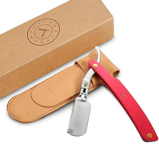 Best Shavette Straight Razor - Replaceable Blade Straight Razor, Metal Handle Shavette, No Stropping or Honing Needed, Great For Beginners, Starter Blade, Hygienic, Close Shave, Leather Case
