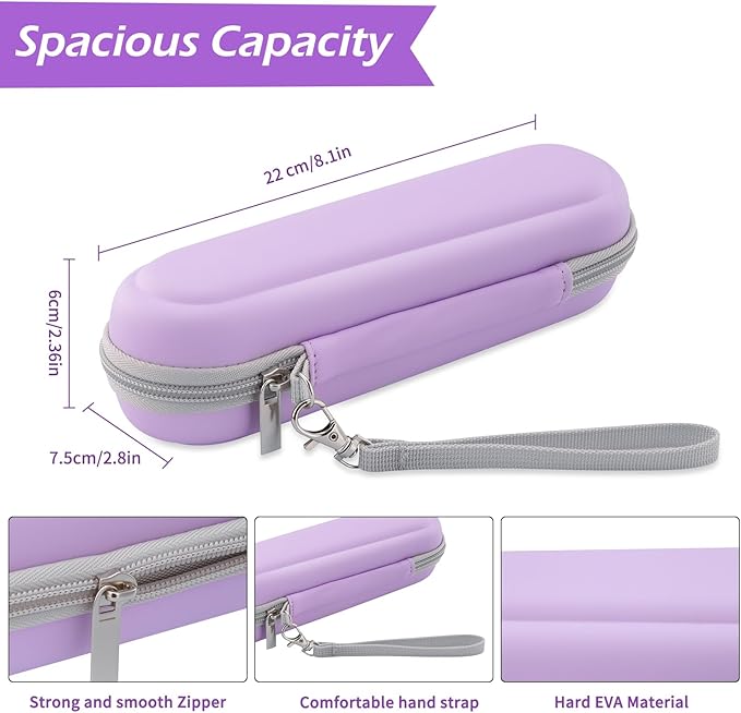 Toothbrush Travel Case for Oral B/Oral-B Pro 1000 1500 5000 7000 & Philips Sonicare 4100 1100 5300 5100 6100/iO Electric Toothbrush, Hard Protective Storage Bag (Light purple case with toothbrush cap)
