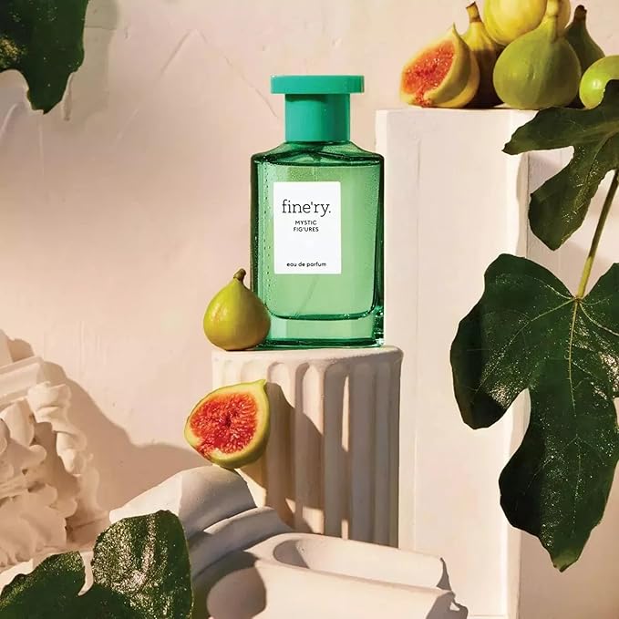 Fine'ry Green Fresh Fig Perfume for Women - Mystic Fig'ures - Long-Lasting with Mediterranean Fig, Ocean Air, Salted Sage, Iris - Woody, Full Size Hair & Body Cologne Parfum Fragrance, Vegan (60mL)