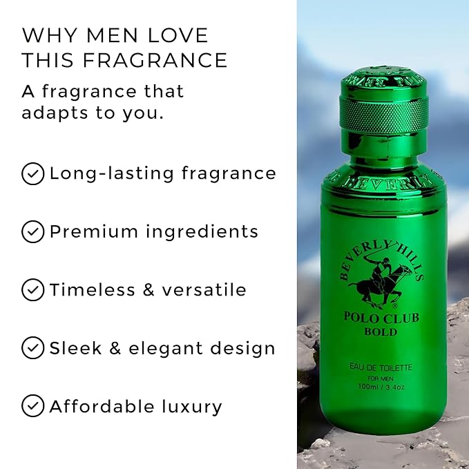 Beverly Hills Polo Club Bold Eau de Toilette Bonus Pack for Men | 3.4 Fl Oz Spray + 1.7 Oz & 0.5 Oz | Long-Lasting, Sophisticated Fresh Spicy Woody Fragrance | Signature Scent for Confidence
