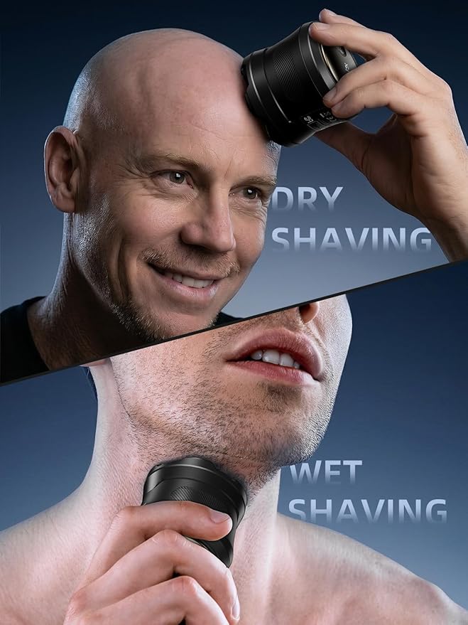 Reemix Head Shavers for Bald Men, 6D Electric Head Shaver with IPX7 Waterproof, Type-C Fast Charging, Portable Cordless Razor for Men, Travel-Friendly Bald Head Grooming Kit