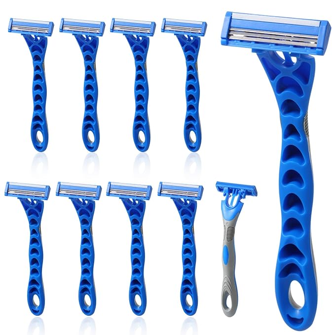 10 Pcs Three Blade Disposable Razors for Men Bulk Men's 3 Blade Sensitive Skin Razor for Comfortable Shave
