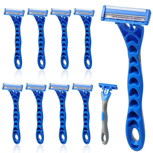 10 Pcs Three Blade Disposable Razors for Men Bulk Men's 3 Blade Sensitive Skin Razor for Comfortable Shave