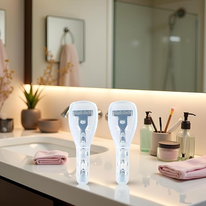 2Pcs Transparent Portable Travel Men Manual Razor Protector Plastic Box Cover Container Storage Shaver Holder Protector Case Organizer,Electric Shavers, Men's Electric Shaver Accessories