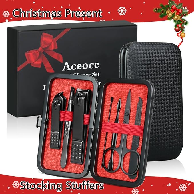 Manicure set Men Personal Care Tools Accessories Finger and Toe Nail Clippers Kit Professional Manicure Pedicure Kit With Travel Case Nail Grooming Kit Present for Men Women Stocking Stuffers