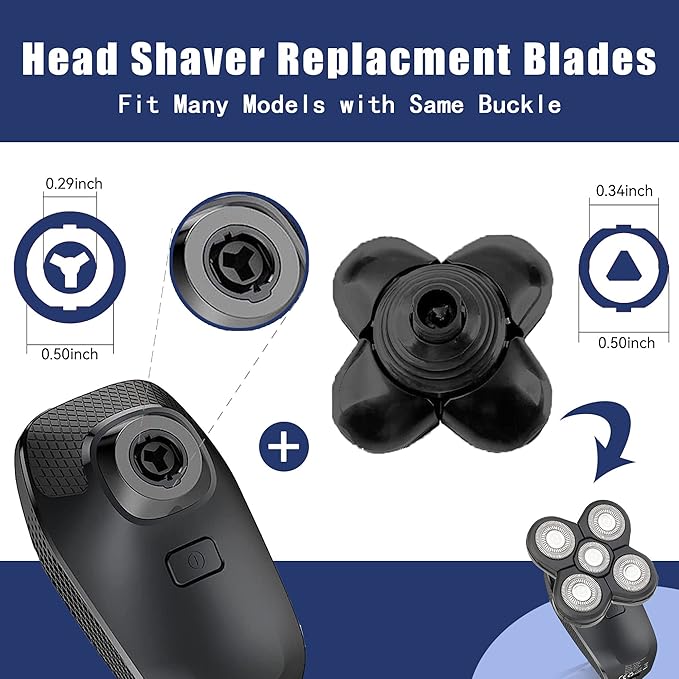 Universal Replacement Heads for Blade,Replacement Blades Compatible with Most Major Head Shaver Brands, Easy-to-Install Electric Razor Shaver Heads for Bald Men. (5 Black)