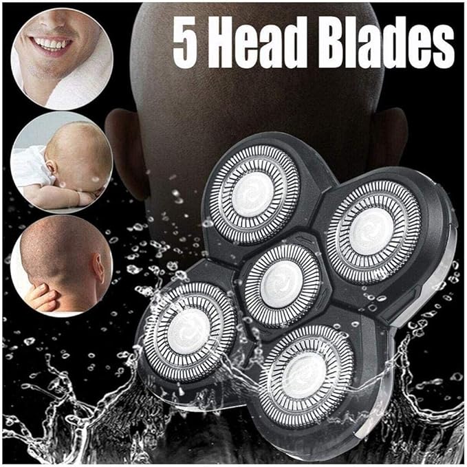 5 Head Shaver Head, Replacement Shaving Head For Shaver, Easy to Install Electric Shaver Head, 4D Rotary Cutting Head Double Ring Blade, Universal For 5 Head Shavers.