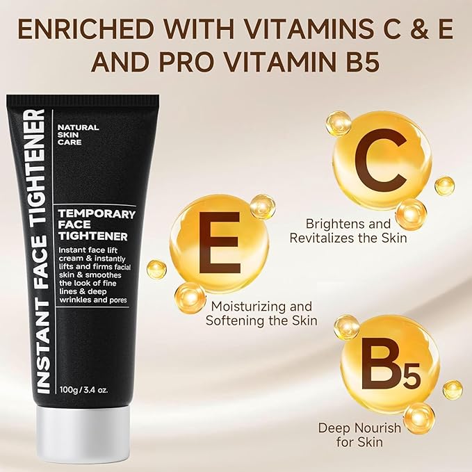 Face Tightener, Instant Face Lift Cream, Temporary Instant Wrinkle Filler for Skin Tightening and Lifting Cream Daily Moisturizer for Women Men，3.4 Ounce (Pack of 1)