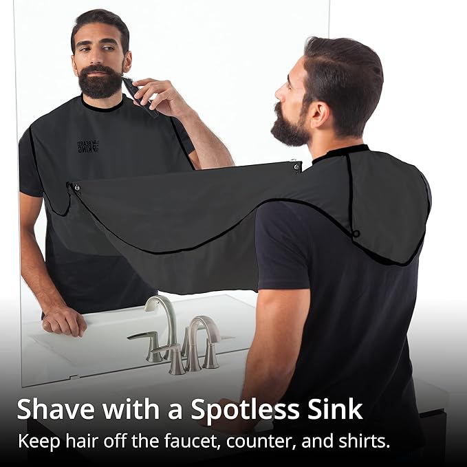 Beard King Beard Bib Apron - As Seen on Shark Tank – Gifts for Him, Stocking Stuffers for Men, Mens Gift, Black