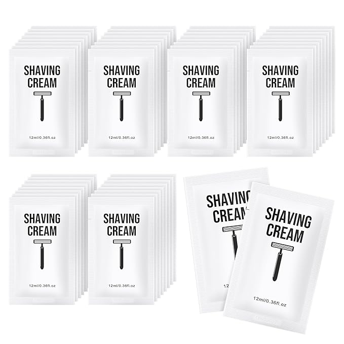 Shaving Cream Bulk, 12ml/0.42fl Oz Travel Shaving Cream, Individually Packaged, Suitable For Travel, Hotels, Home, Camping, Charities, Homeless People (50-PACK)