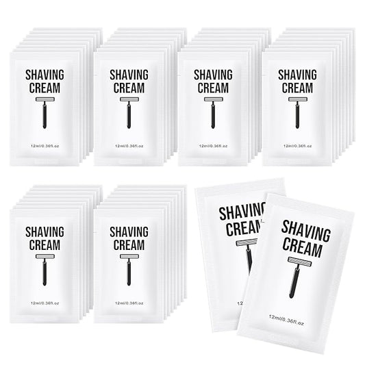 Shaving Cream Bulk, 12ml/0.42fl Oz Travel Shaving Cream, Individually Packaged, Suitable For Travel, Hotels, Home, Camping, Charities, Homeless People (50-PACK)