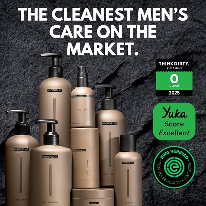 HygieneLab Conditioner for Men- EWG Verified, Best Men's Conditioner for all Hair Types, Unscented - Sulfate and Paraben Free, Lightweight, Hydrating, and Softening Formula, 10 fl oz